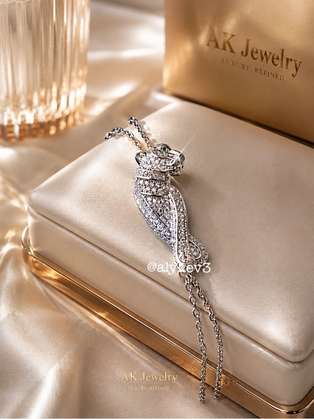 💎 18k LUXURY AK Jewelry™ Panther Double Chain Pavé CZ Diamonds Gorgeous Sparkle